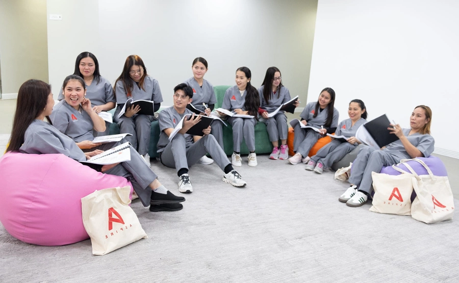 Nurses Talking in a group nursing training course